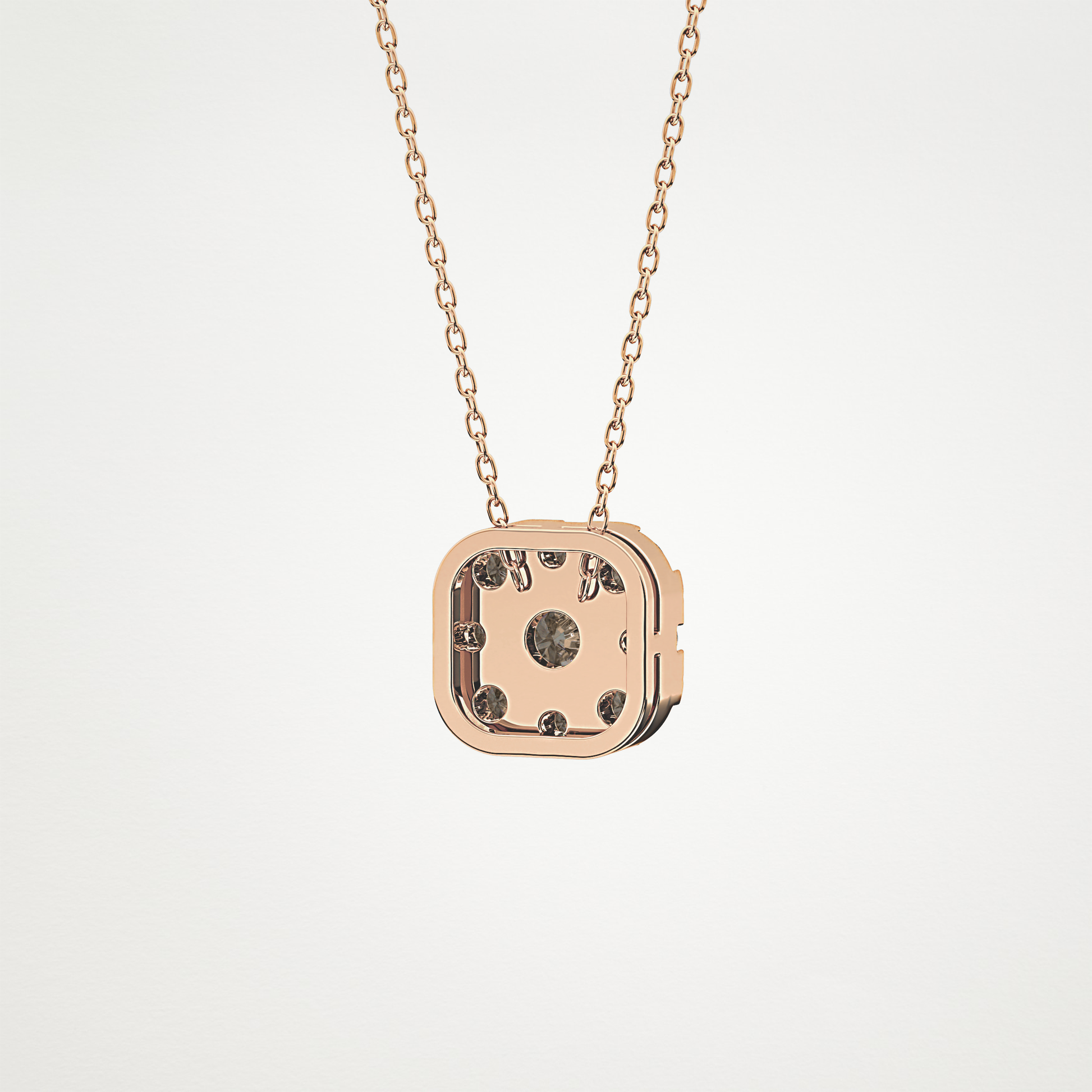1.16 TCW Round Lab Grown Diamond Multi Stone Cushion Pendant Necklace