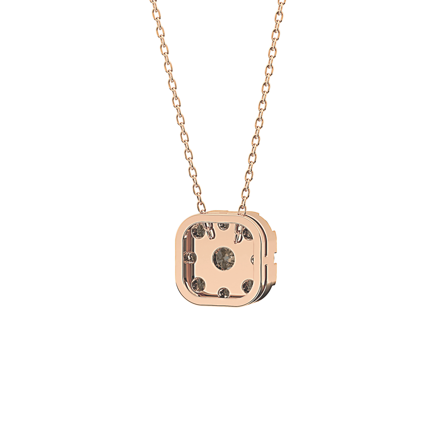 1.16 TCW Round Lab Grown Diamond Multi Stone Cushion Pendant Necklace