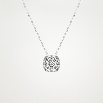 1.16 TCW Round Lab Grown Diamond Multi Stone Cushion Pendant Necklace