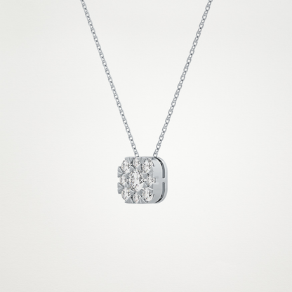 1.16 TCW Round Lab Grown Diamond Multi Stone Cushion Pendant Necklace