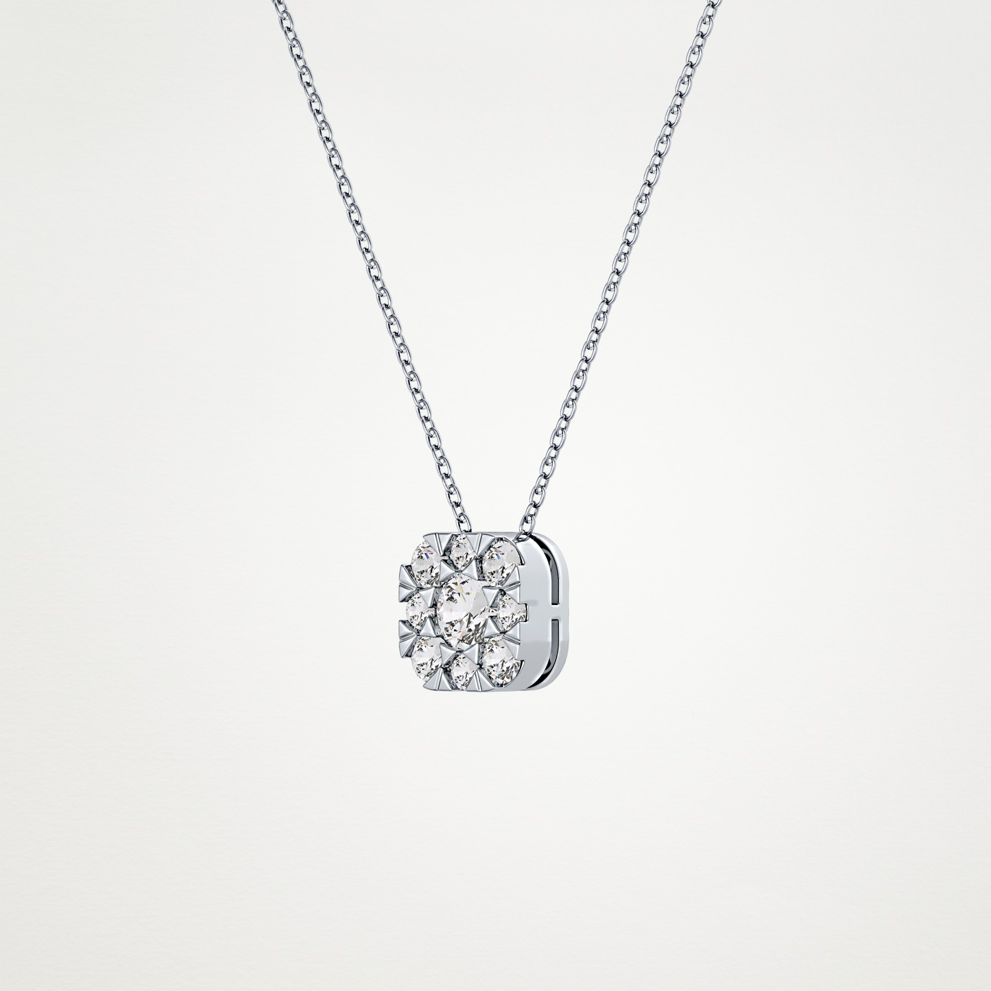 1.16 TCW Round Lab Grown Diamond Multi Stone Cushion Pendant Necklace