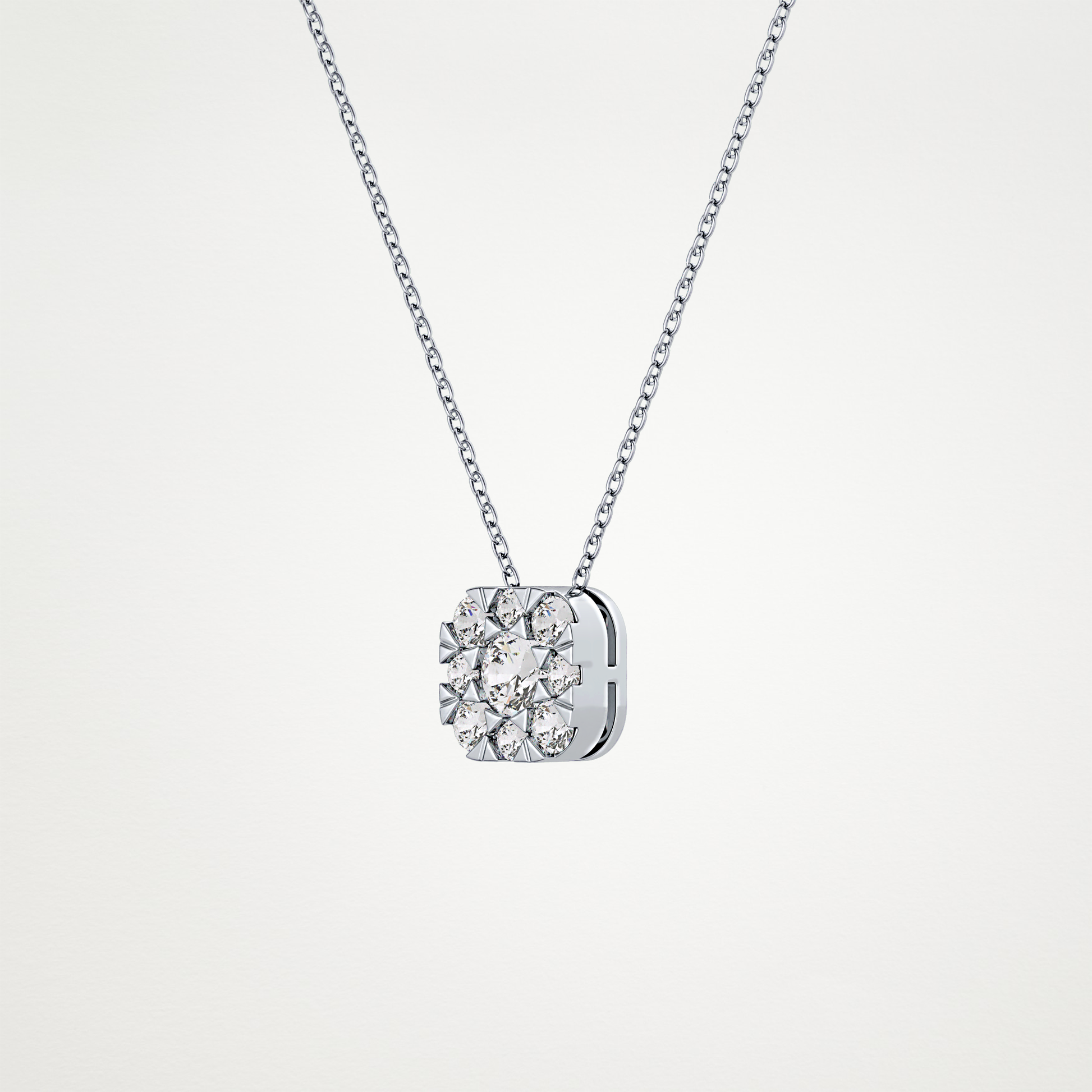 1.16 TCW Round Lab Grown Diamond Multi Stone Cushion Pendant Necklace