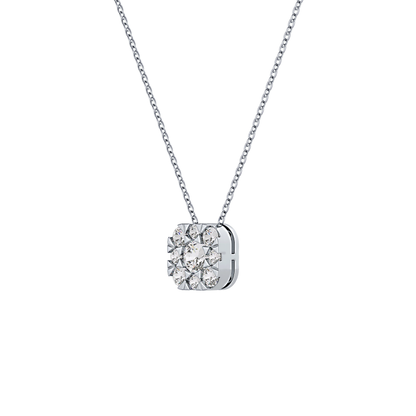 1.16 TCW Round Lab Grown Diamond Multi Stone Cushion Pendant Necklace