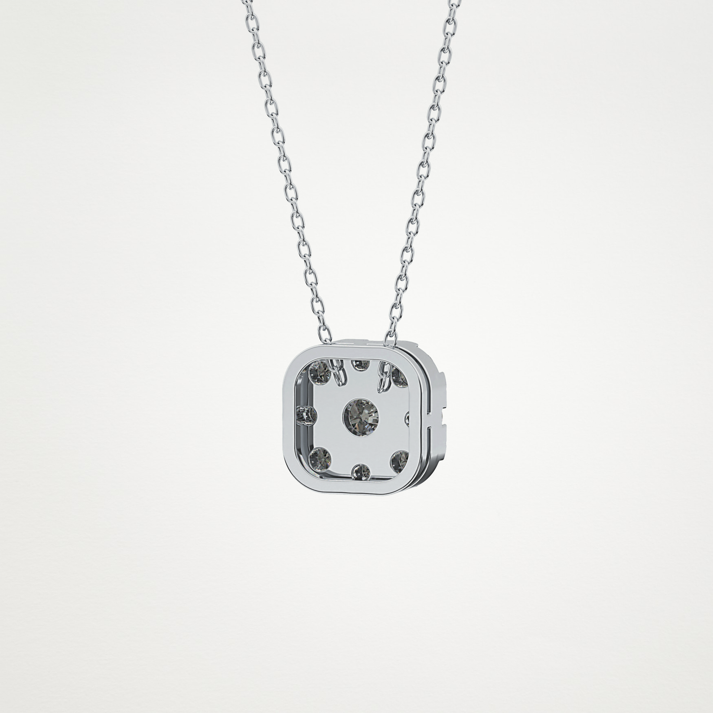 1.16 TCW Round Lab Grown Diamond Multi Stone Cushion Pendant Necklace