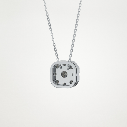 1.16 TCW Round Lab Grown Diamond Multi Stone Cushion Pendant Necklace
