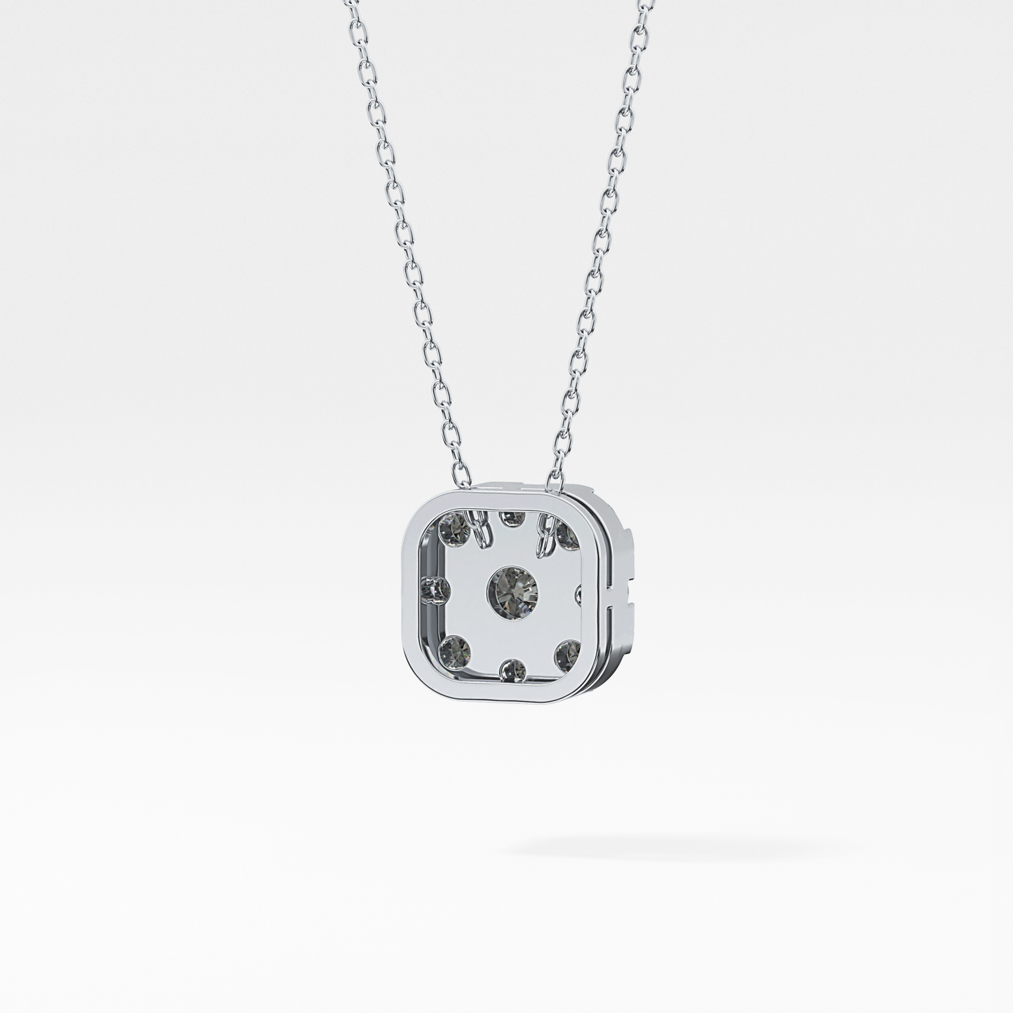 1.16 TCW Round Lab Grown Diamond Multi Stone Cushion Pendant Necklace