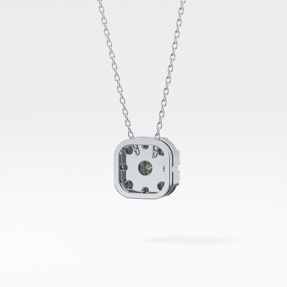1.16 TCW Round Lab Grown Diamond Multi Stone Cushion Pendant Necklace