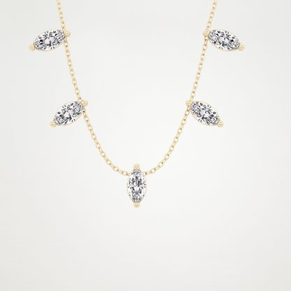0.88 TCW Marquise Lab Grown Diamond Five Stone Pendant Necklace
