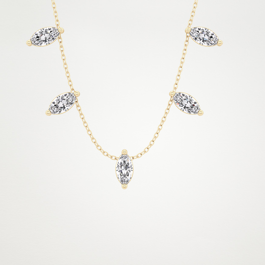 0.88 TCW Marquise Lab Grown Diamond Five Stone Pendant Necklace