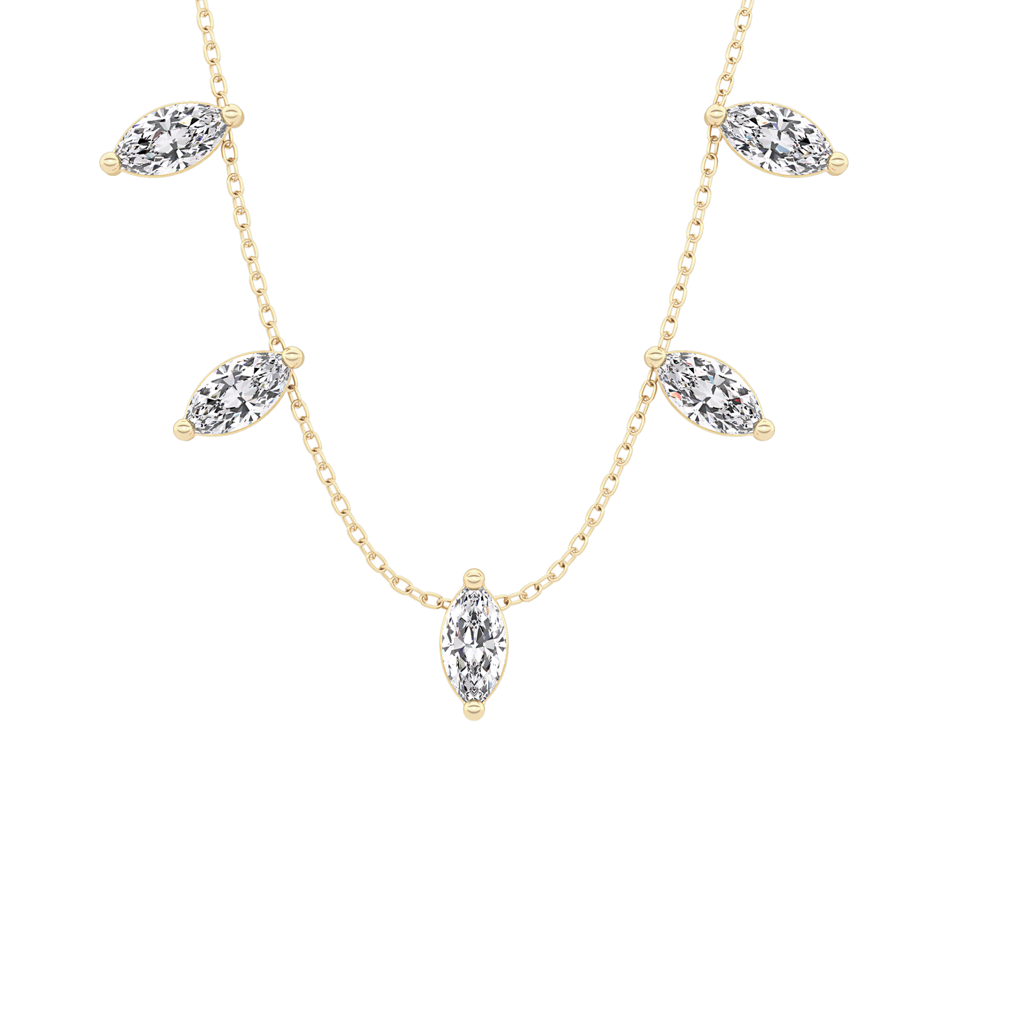 0.88 TCW Marquise Lab Grown Diamond Five Stone Pendant Necklace