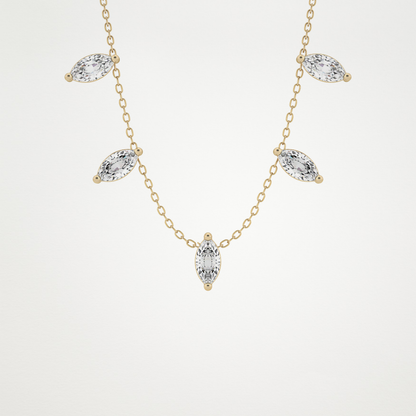 0.88 TCW Marquise Lab Grown Diamond Five Stone Pendant Necklace