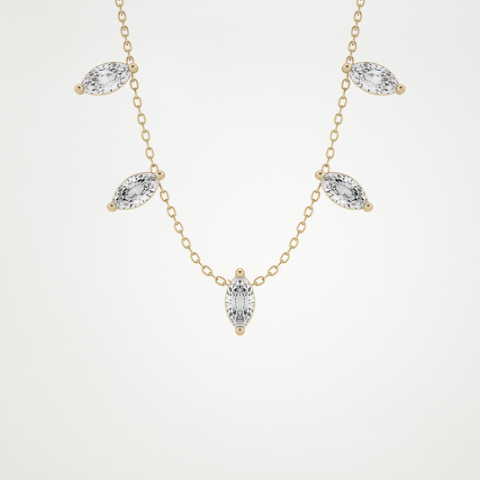0.88 TCW Marquise Lab Grown Diamond Five Stone Pendant Necklace