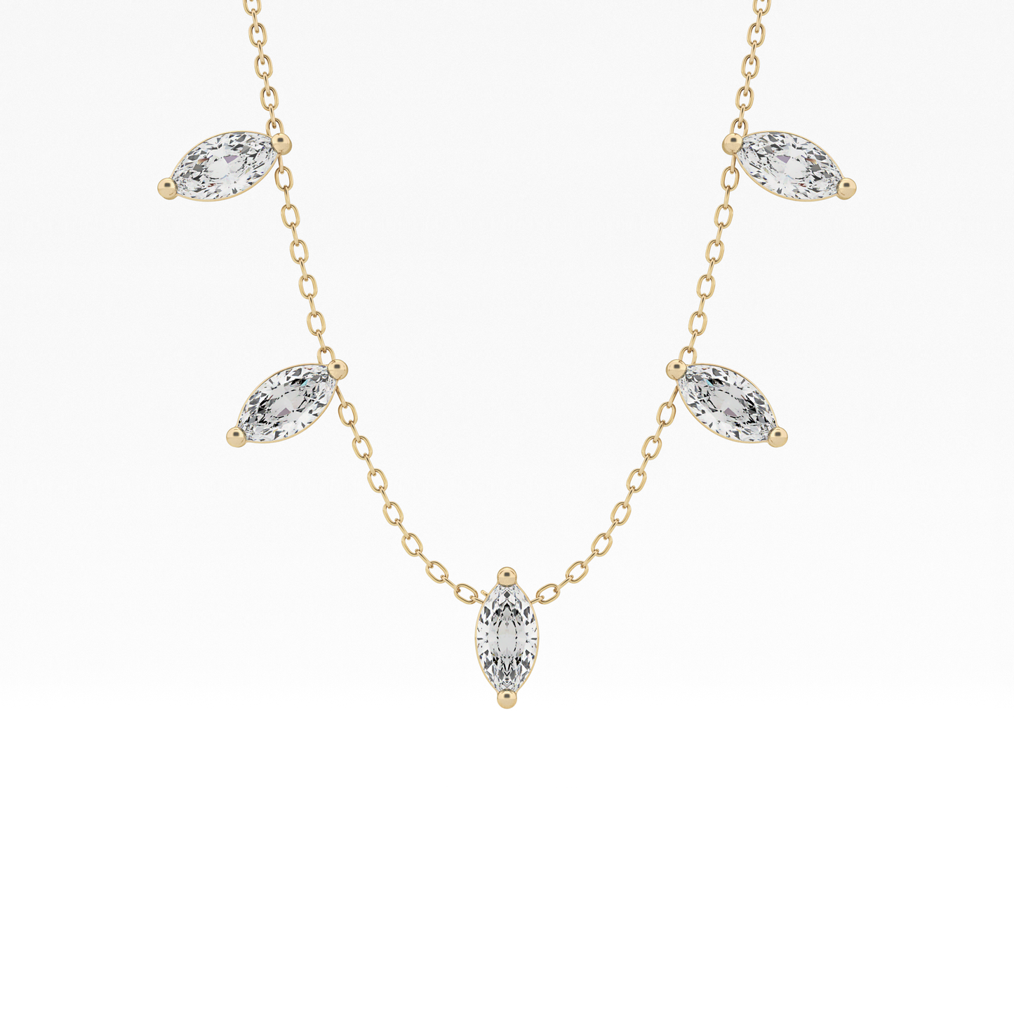 0.88 TCW Marquise Lab Grown Diamond Five Stone Pendant Necklace