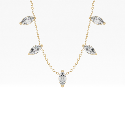 0.88 TCW Marquise Lab Grown Diamond Five Stone Pendant Necklace