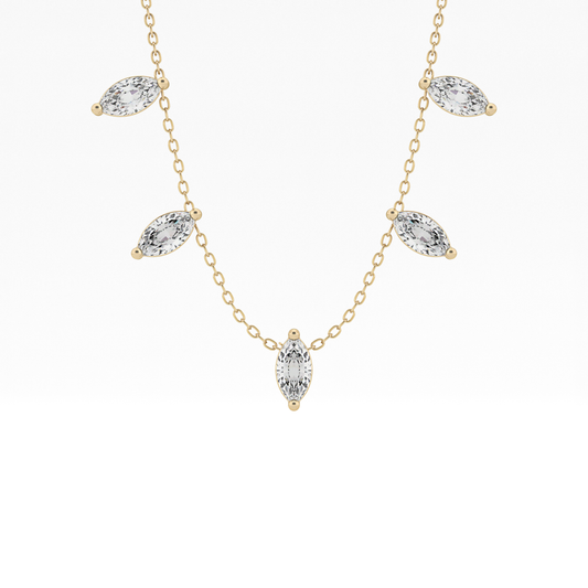 0.88 TCW Marquise Lab Grown Diamond Five Stone Pendant Necklace