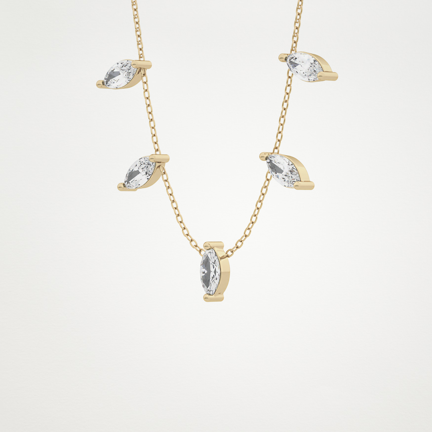 0.88 TCW Marquise Lab Grown Diamond Five Stone Pendant Necklace