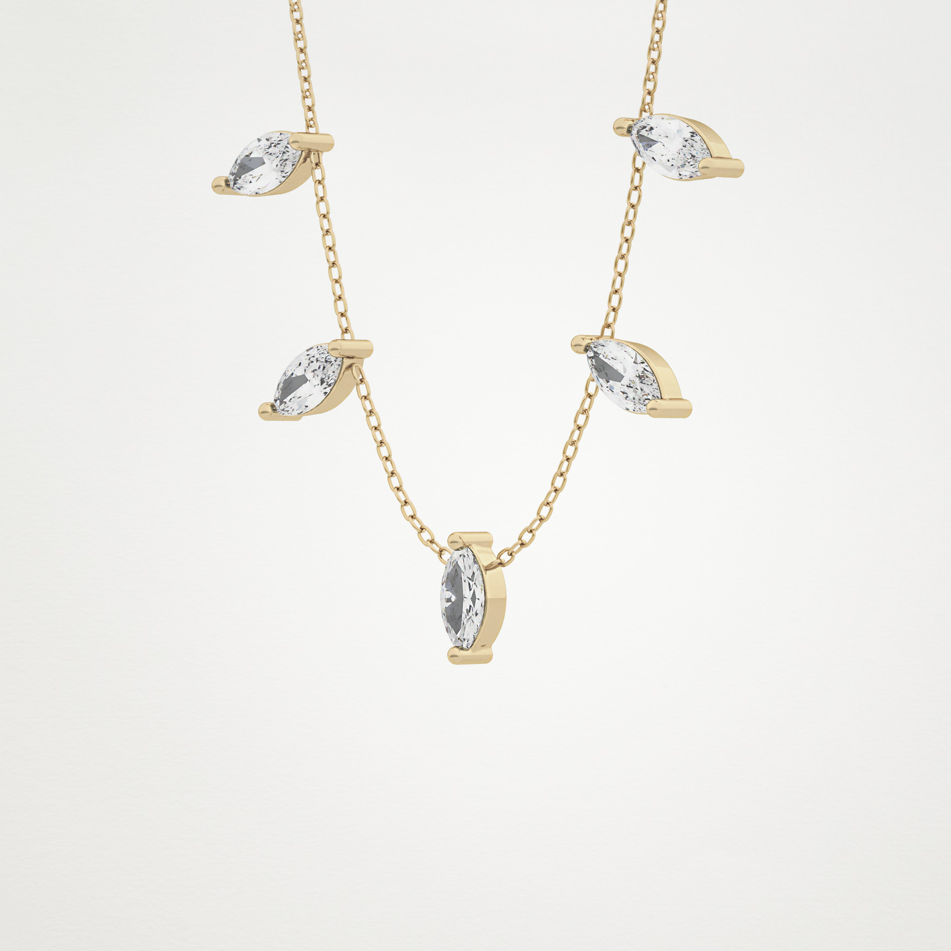 0.88 TCW Marquise Lab Grown Diamond Five Stone Pendant Necklace