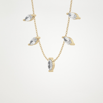 0.88 TCW Marquise Lab Grown Diamond Five Stone Pendant Necklace