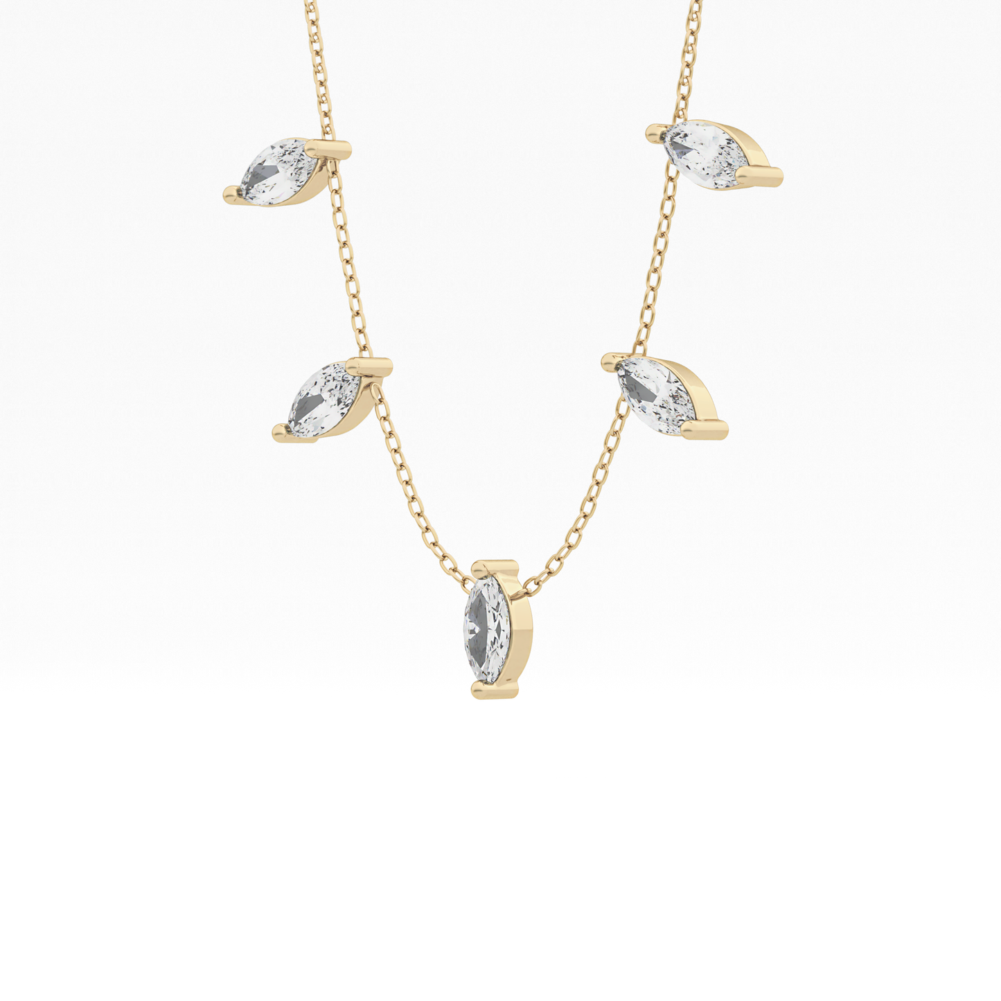 0.88 TCW Marquise Lab Grown Diamond Five Stone Pendant Necklace