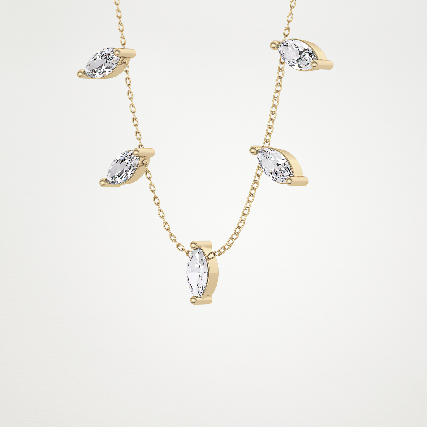 0.88 TCW Marquise Lab Grown Diamond Five Stone Pendant Necklace