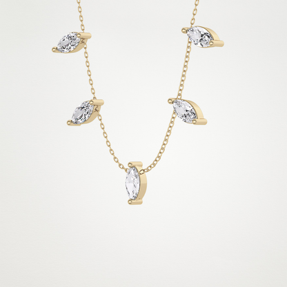 0.88 TCW Marquise Lab Grown Diamond Five Stone Pendant Necklace