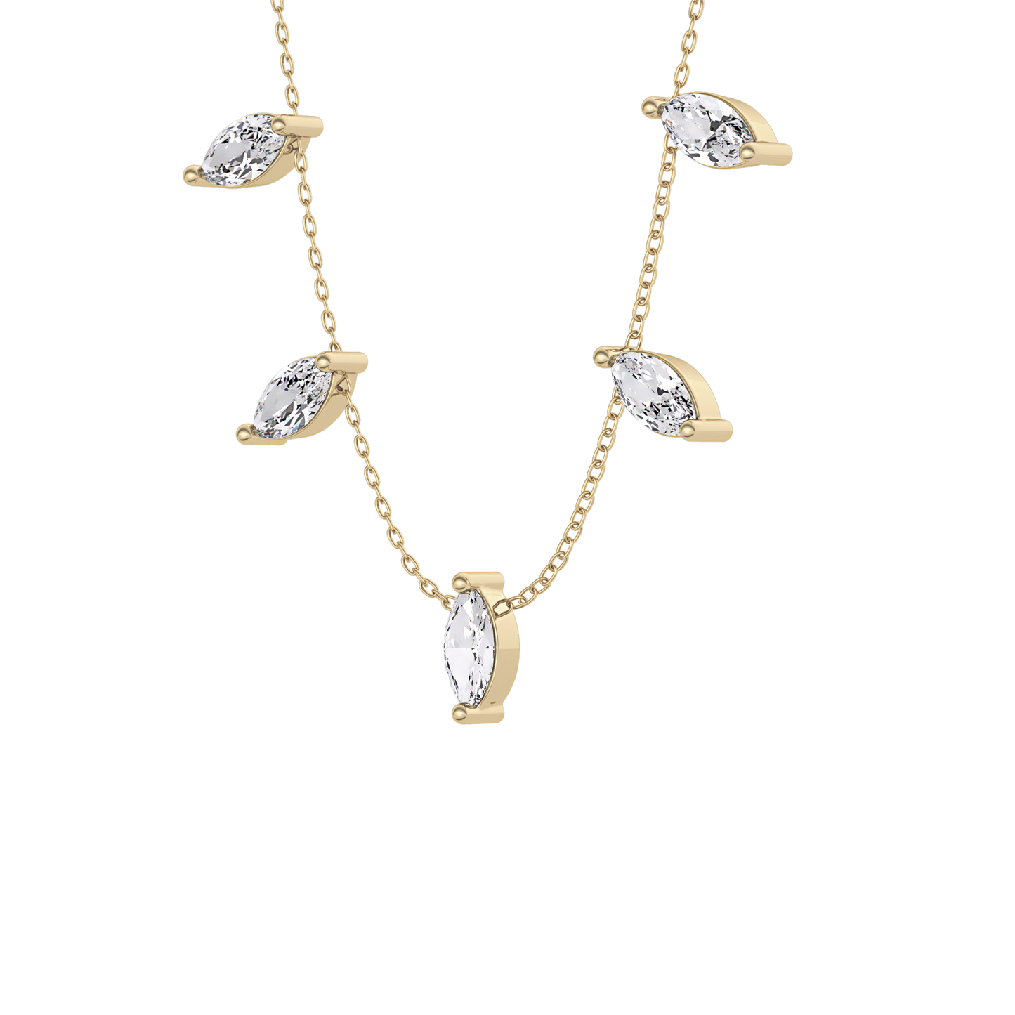 0.88 TCW Marquise Lab Grown Diamond Five Stone Pendant Necklace