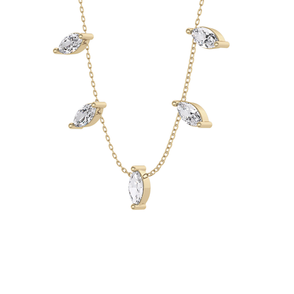 0.88 TCW Marquise Lab Grown Diamond Five Stone Pendant Necklace