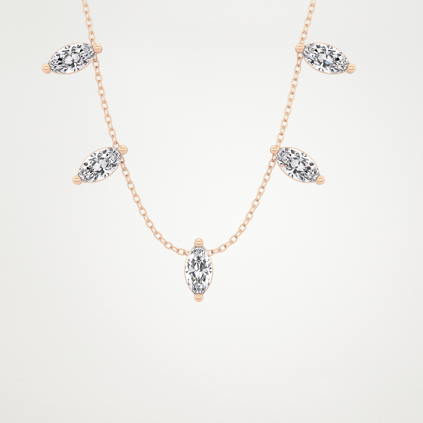 0.88 TCW Marquise Lab Grown Diamond Five Stone Pendant Necklace