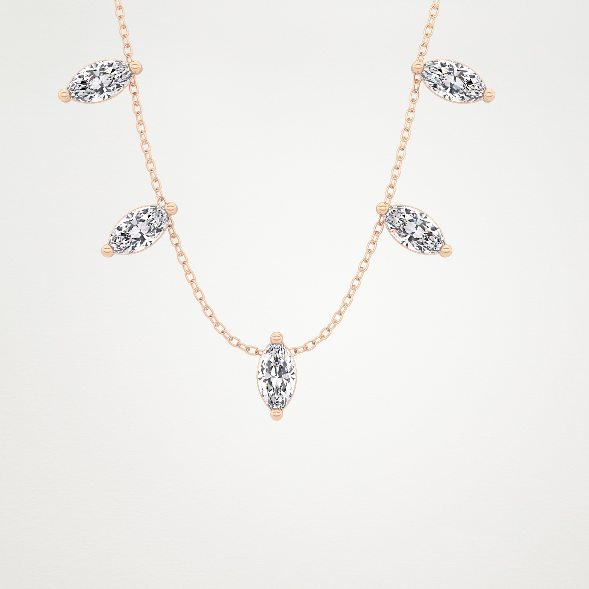 0.88 TCW Marquise Lab Grown Diamond Five Stone Pendant Necklace