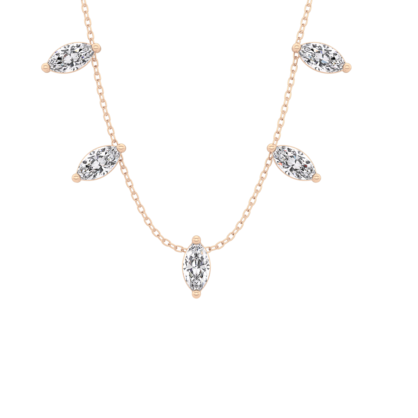 0.88 TCW Marquise Lab Grown Diamond Five Stone Pendant Necklace