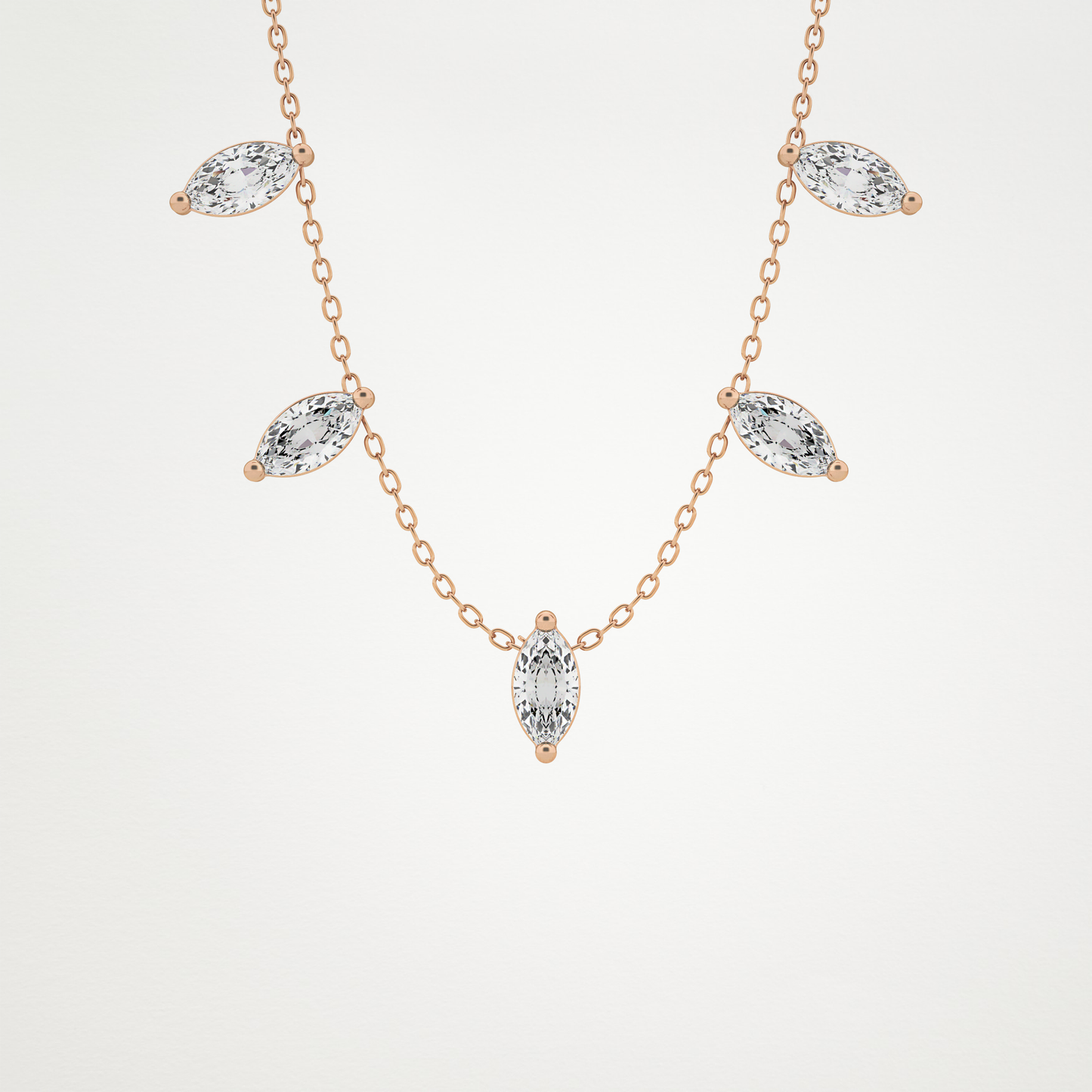 0.88 TCW Marquise Lab Grown Diamond Five Stone Pendant Necklace