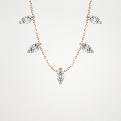0.88 TCW Marquise Lab Grown Diamond Five Stone Pendant Necklace