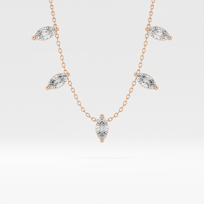 0.88 TCW Marquise Lab Grown Diamond Five Stone Pendant Necklace