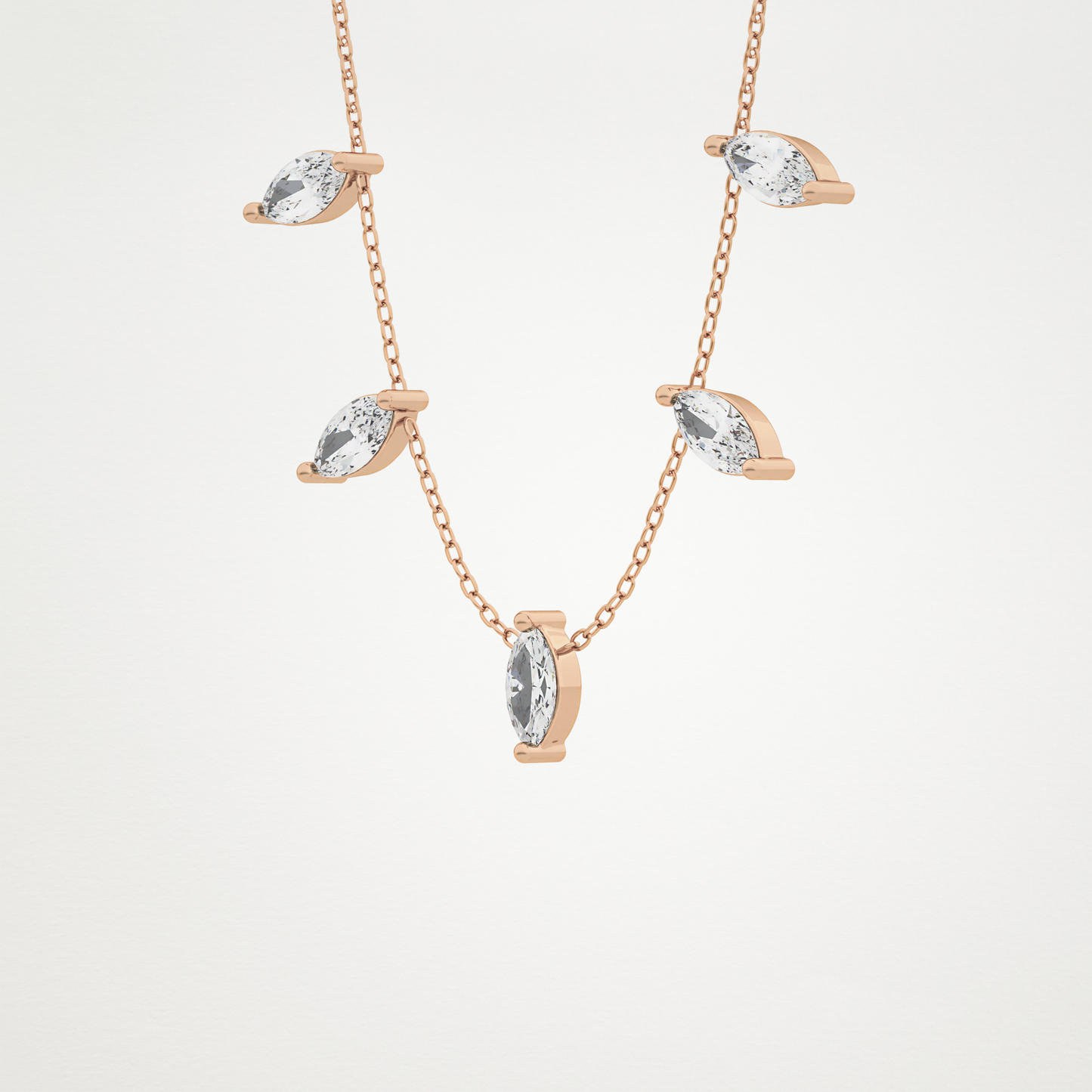 0.88 TCW Marquise Lab Grown Diamond Five Stone Pendant Necklace