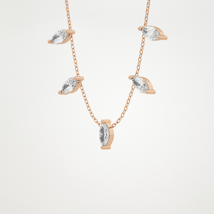 0.88 TCW Marquise Lab Grown Diamond Five Stone Pendant Necklace