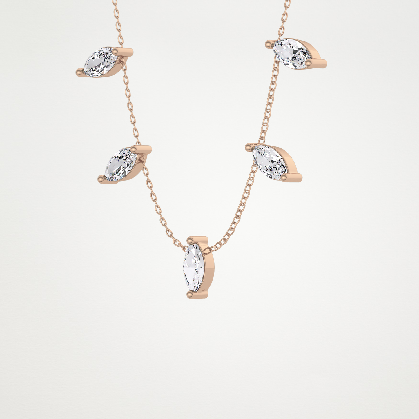 0.88 TCW Marquise Lab Grown Diamond Five Stone Pendant Necklace