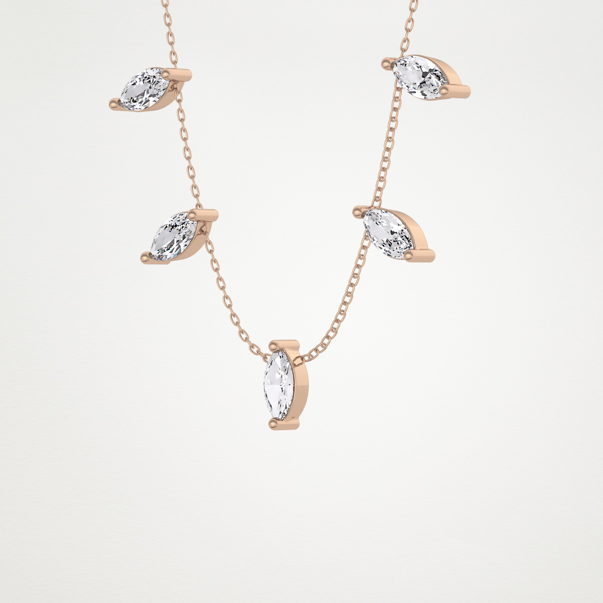 0.88 TCW Marquise Lab Grown Diamond Five Stone Pendant Necklace
