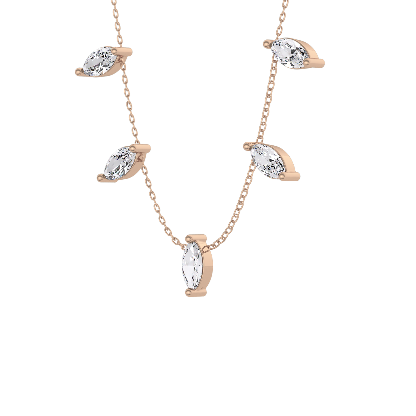 0.88 TCW Marquise Lab Grown Diamond Five Stone Pendant Necklace