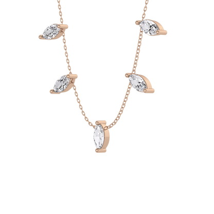 0.88 TCW Marquise Lab Grown Diamond Five Stone Pendant Necklace