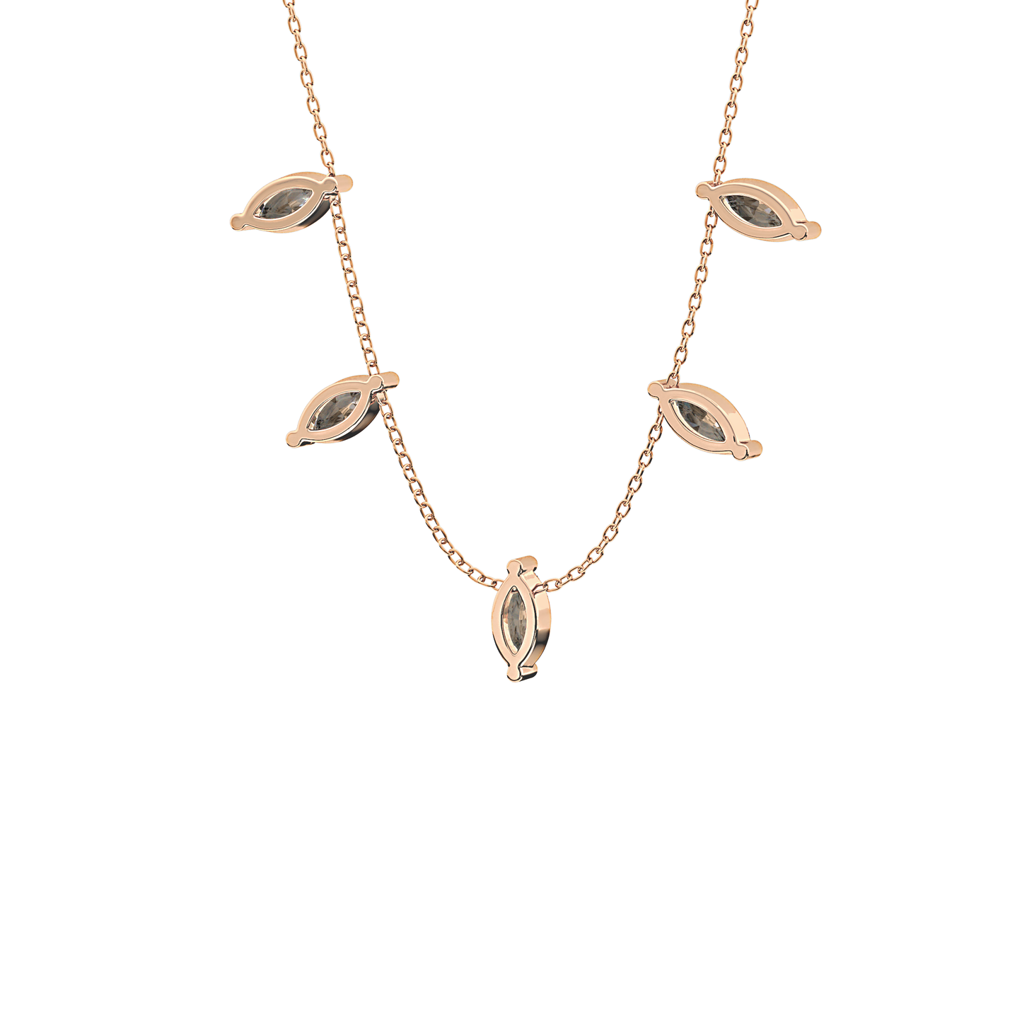 0.88 TCW Marquise Lab Grown Diamond Five Stone Pendant Necklace