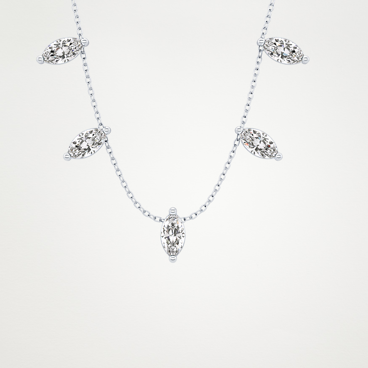 0.88 TCW Marquise Lab Grown Diamond Five Stone Pendant Necklace