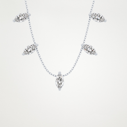 0.88 TCW Marquise Lab Grown Diamond Five Stone Pendant Necklace