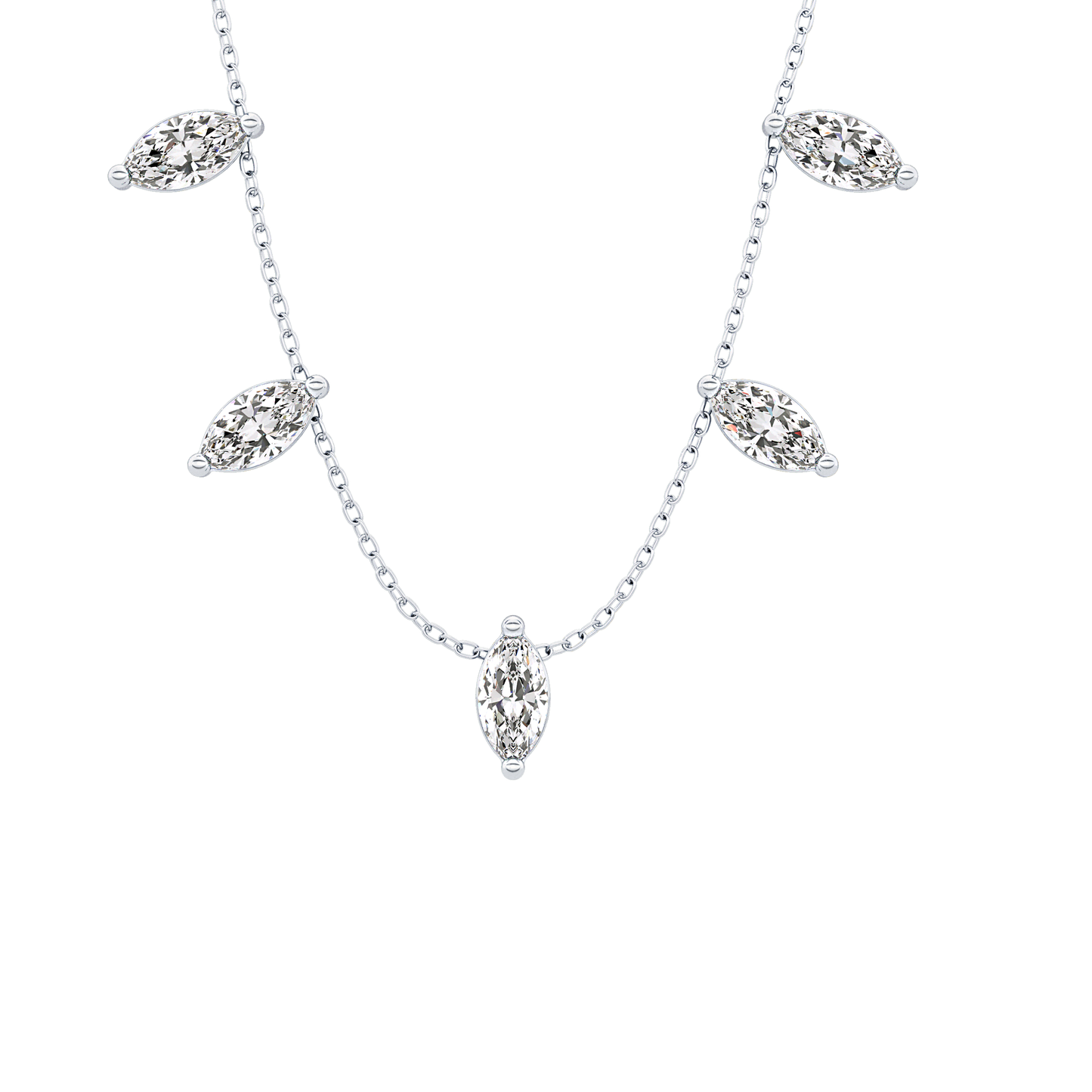 0.88 TCW Marquise Lab Grown Diamond Five Stone Pendant Necklace