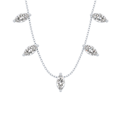 0.88 TCW Marquise Lab Grown Diamond Five Stone Pendant Necklace