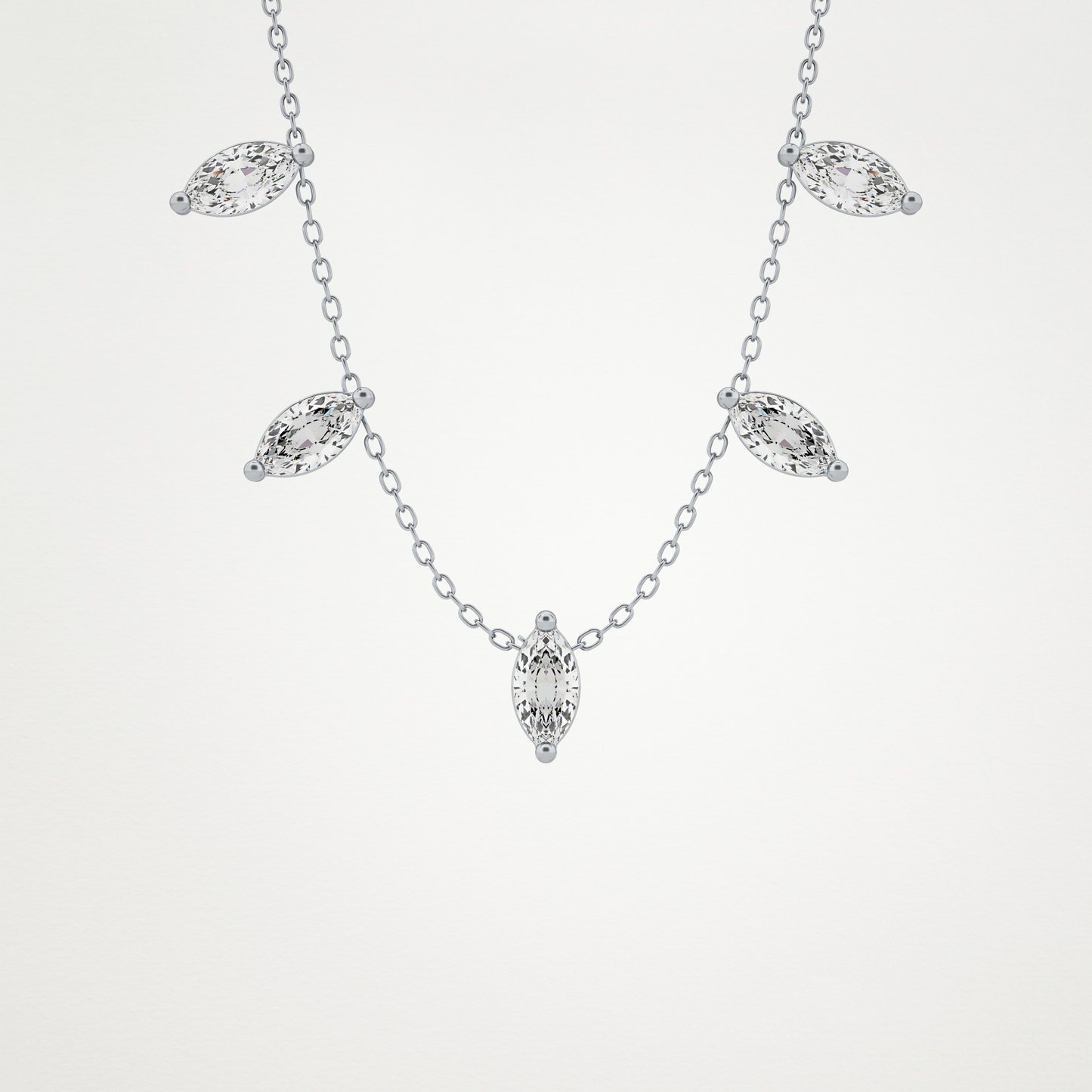 0.88 TCW Marquise Lab Grown Diamond Five Stone Pendant Necklace