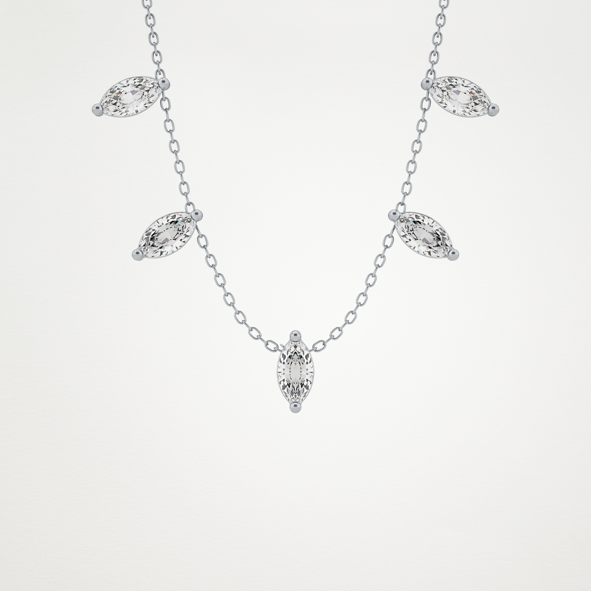 0.88 TCW Marquise Lab Grown Diamond Five Stone Pendant Necklace