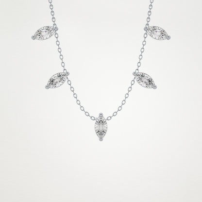 0.88 TCW Marquise Lab Grown Diamond Five Stone Pendant Necklace