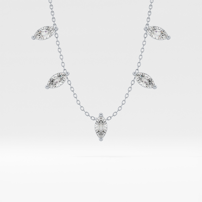 0.88 TCW Marquise Lab Grown Diamond Five Stone Pendant Necklace