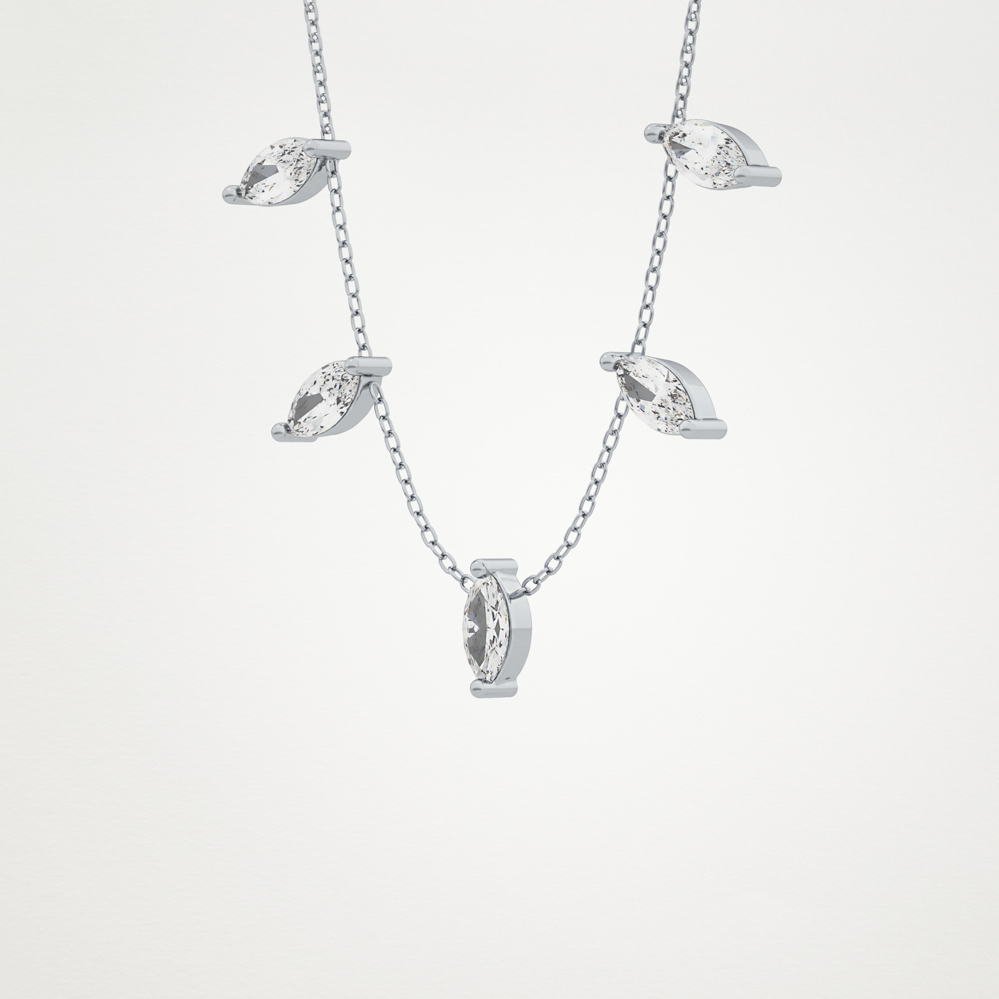 0.88 TCW Marquise Lab Grown Diamond Five Stone Pendant Necklace
