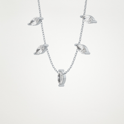 0.88 TCW Marquise Lab Grown Diamond Five Stone Pendant Necklace